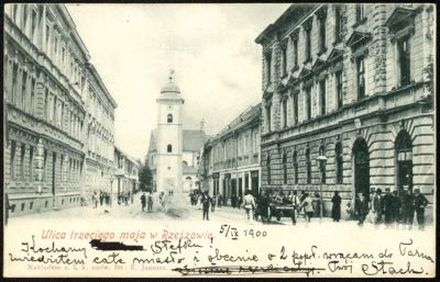 Budynek Komunalnej Kasy Oszczędności z lat 1890-1892 na pocztówce z  1900 r. Zbiory Galerii Fotografii Miasta Rzeszowa